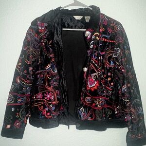 Laura Ashley Black Jacket with Multicolor Embroidery